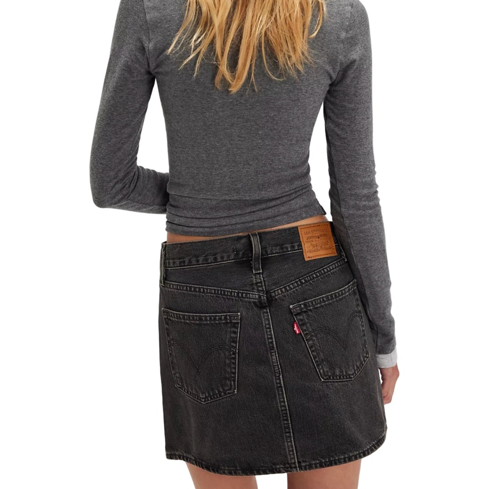Levi's Premium Icon Washed Black Denim Studded Mini Skirt Size 27 Y2K Western - Picture 9 of 9